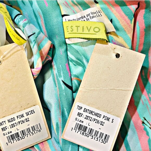 ESTIVO Two Piece Swimwear Matching Set Halter Triangle Top Hi-Rise Knot Bikini - Picture 9 of 10